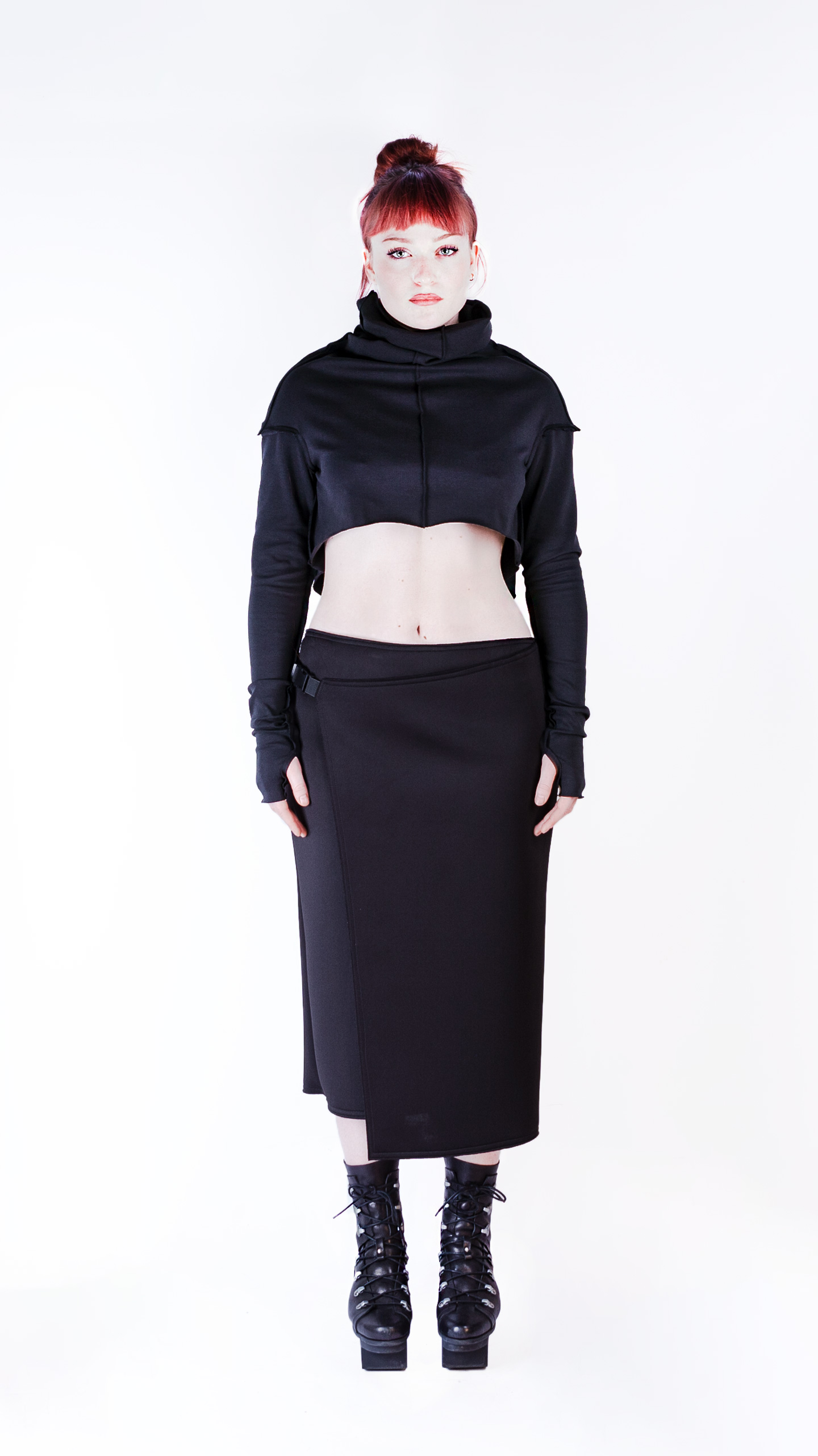 Neoprene Wrap Pencil Skirt