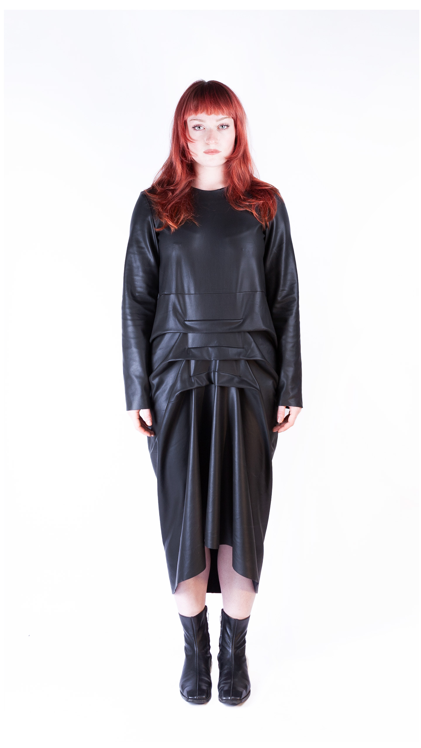 'Leather' Dress With 3 Folds