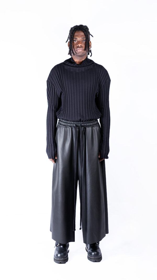 Wide 'Leather' Drop Crotch Pants - Image 5