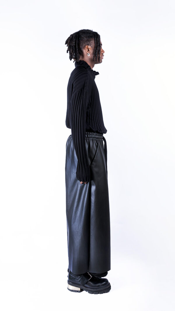 Wide 'Leather' Drop Crotch Pants - Image 3