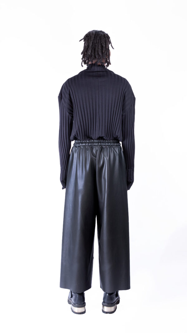 Wide 'Leather' Drop Crotch Pants - Image 2