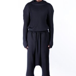 Warm winter Drop Crotch Pants with Pleats
