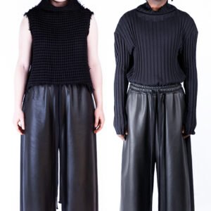 Wide 'Leather' Drop Crotch Pants