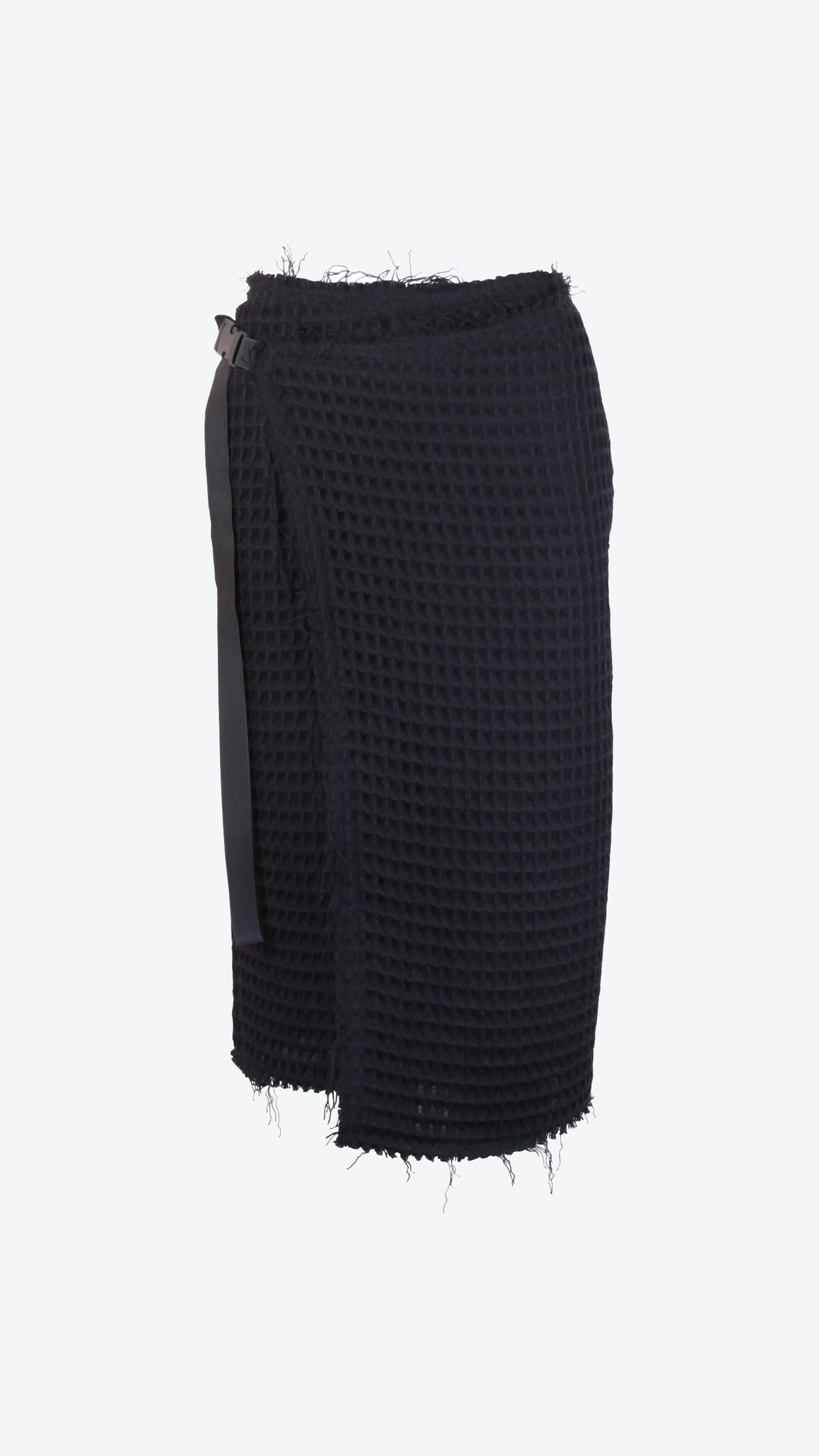 Wool Waffle Wrap Pencil Skirt